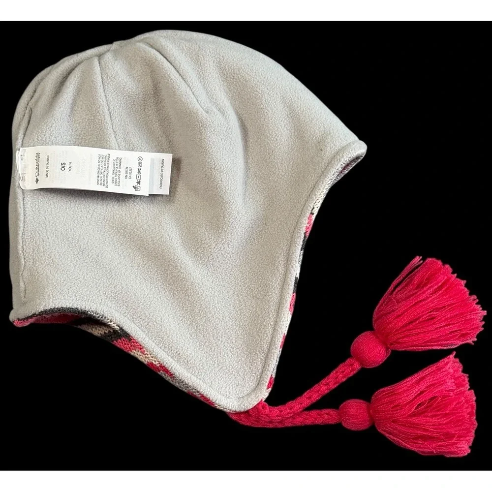 Columbia Youth Girls Beanie Winter Snow Hat Pink Gray Omni-wick One Size NWT